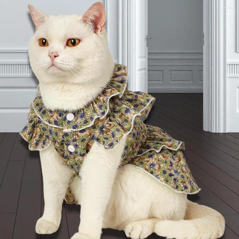 Hundkläder Petklänningskjoldräkt andningsbar elastisk blommig tryckt hylsa för små katter PO -rekvisita