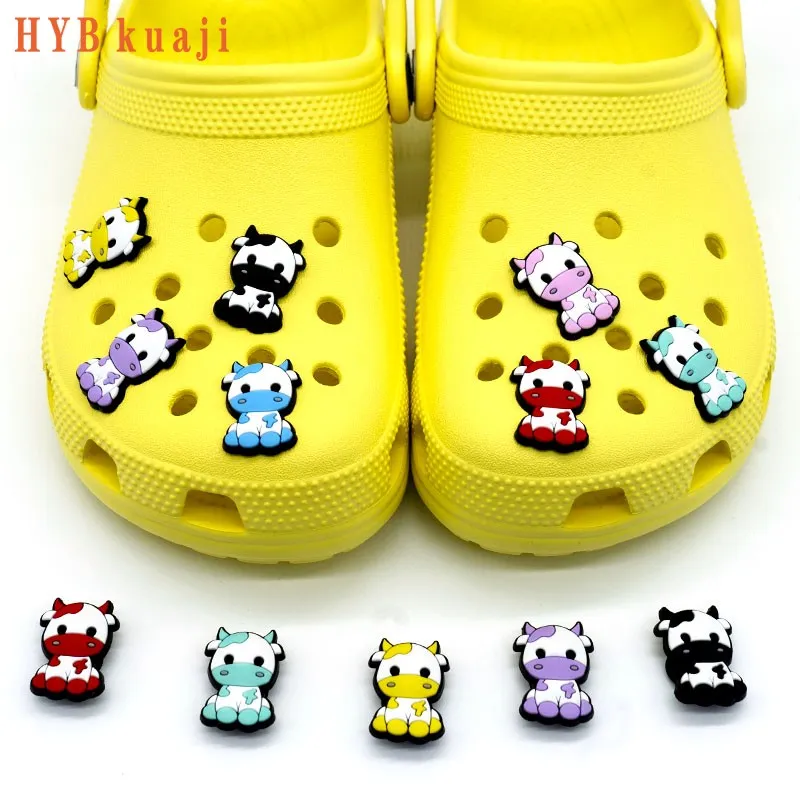 Hybkuaji Custom Milk Cow Sho Shoe Charms Wholesale Shoes Decorations PVC Buckles For Shoes