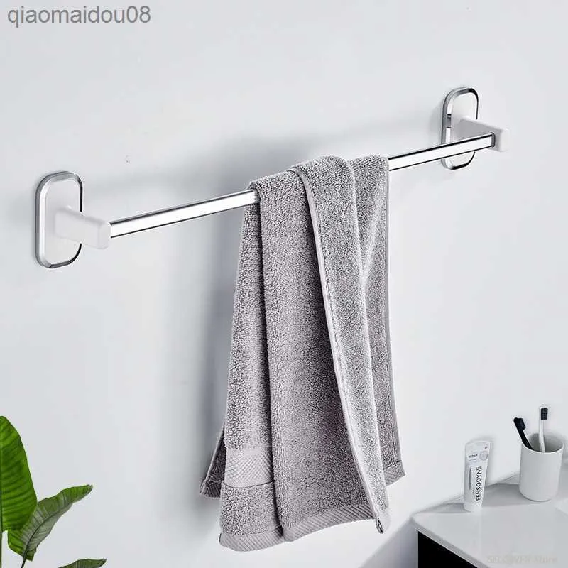Silver Towel Holder Without Drilling Stainless Steel Bathroom Shelves Bathroom Organizer Towel Storage Rack 30-50cm L230704