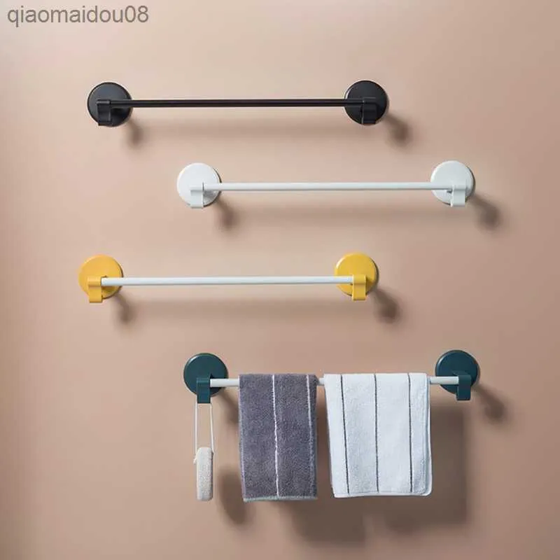 Self Adhesive Towel Bar No Drill Towel Rack Hand Towel Hanger Bath Wall Shelf Rack Towel Stick Slipper Storage Rack for Bathroom L230704