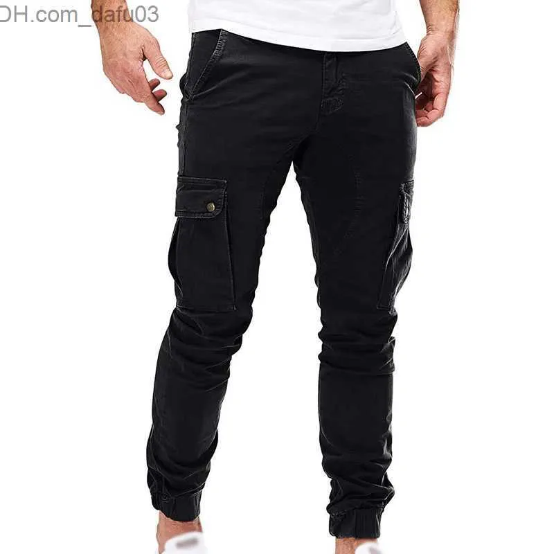 Pantaloni da uomo Pantaloni da uomo Autunno Inverno Casual Pantaloni larghi Cargo Slim Fit Moda Combattimento Zipper Bottom Army Pantaloni maschili1 Z230720