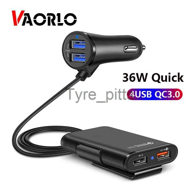 Outros Carregadores de Baterias VAORLO 36W Quick Charge 3.0 USB Car Charger Extension Cord Cable Car Usb Charger Passenger Car Rear Charger x0720