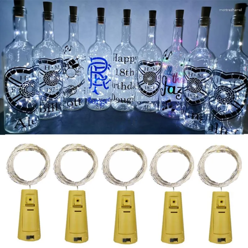 Corde 6pcs Fata Luce Per Bottiglie di Liquore Artigianato Ghirlanda Decorazione di Nozze Festa Filo di Rame Stringa LED Bottiglia di Vino Con Tappo di Sughero