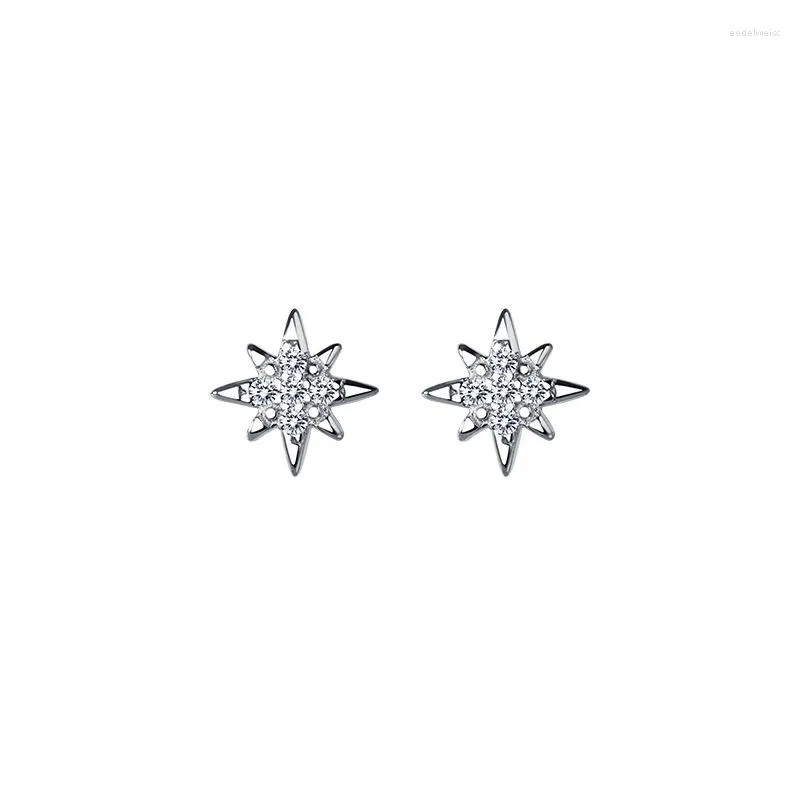 Orecchini a bottone in oro 18 carati 6,5 mm piccoli carini reali. 925 Sterling Silver CZ 4A Astral Star Starlight Piercing Jewelry C-G8902