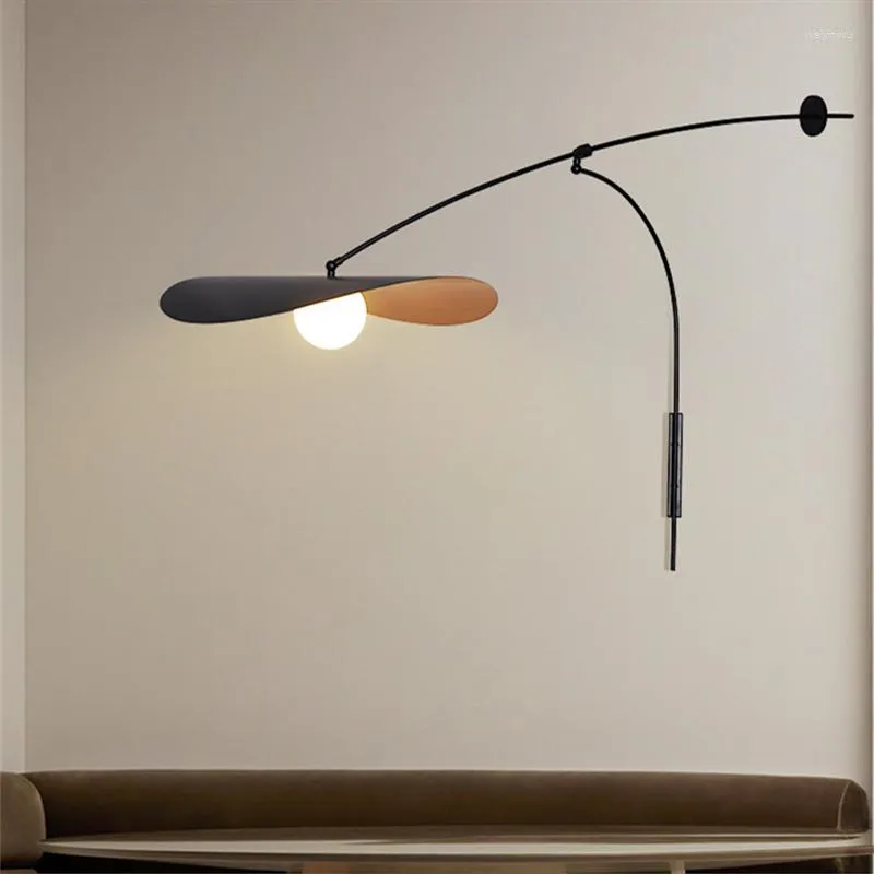 Vägglampor nordiska led lampa svart lång arm justerbar för sovrum vardagsrum dekoration vägg ljus industriell designer