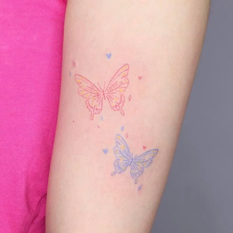 Waterproof Temporary Tattoo Sticker Colorful Butterfly Love Star Tattoo Flash Tattoo Sexy Arm Female