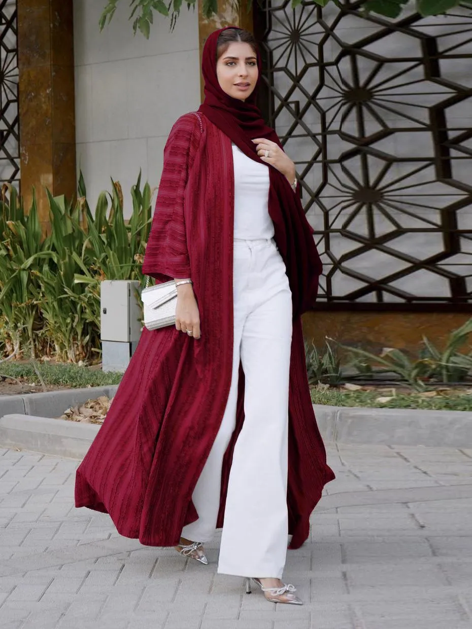Ropa étnica Promoción de liquidación de precios especiales Moda Striple  Stitch bata musulmana Batas syari Dubai mujer Abaya vestido musulmán con
