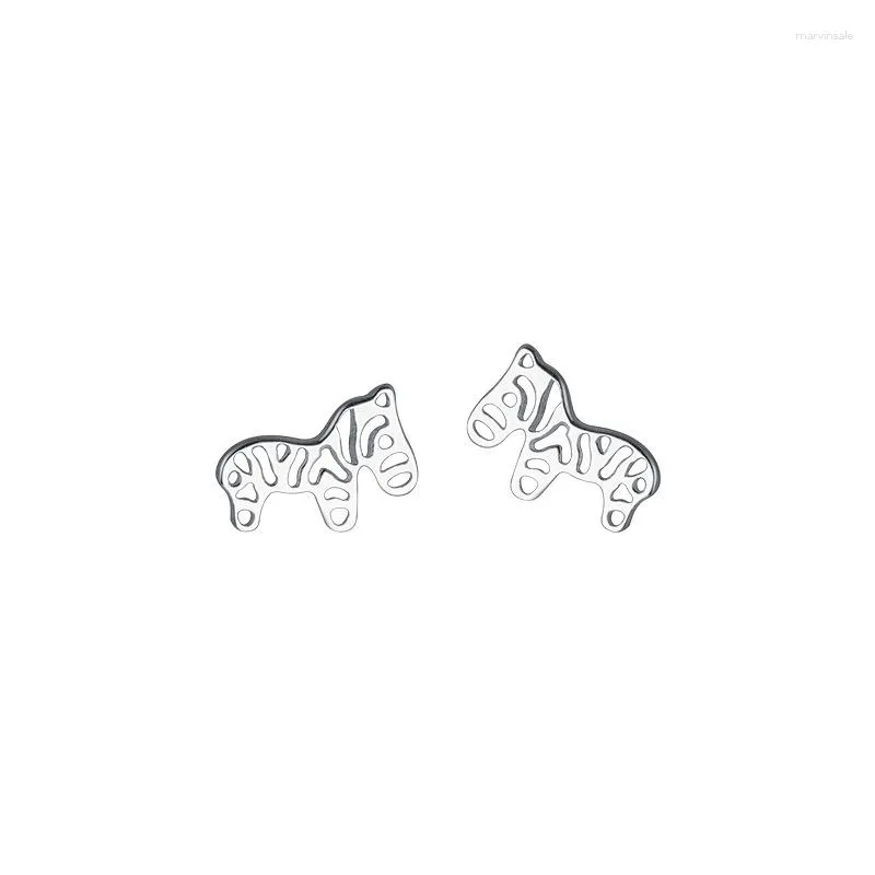 Stud Earrings 7MM 10MM Real. 925 Sterling Silver Tinny Hollow Zebra Ear Jewelry Zoo Africa Animal C-E0583