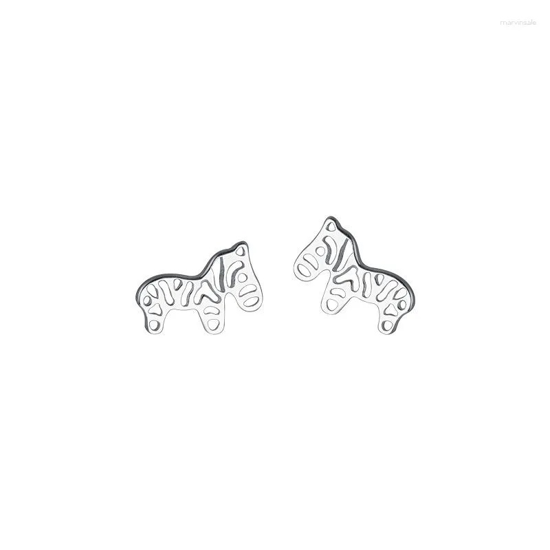 أقراط مسمار 7MM 10MM حقيقية. 925 Sterling Silver Tinny Hollow Zebra Ear Jewelry Zoo Africa Animal C-E0583