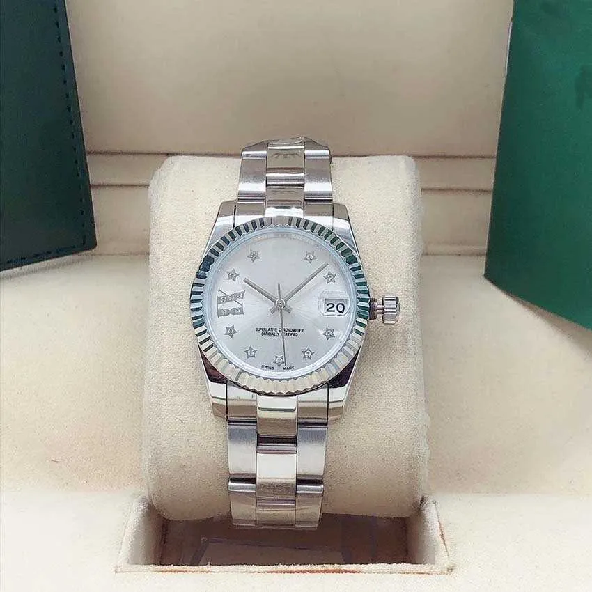 Relógio feminino de alta qualidade com mostrador de luxo estrela diamante 31 mm 2813 relógio automático de aço à prova d'água