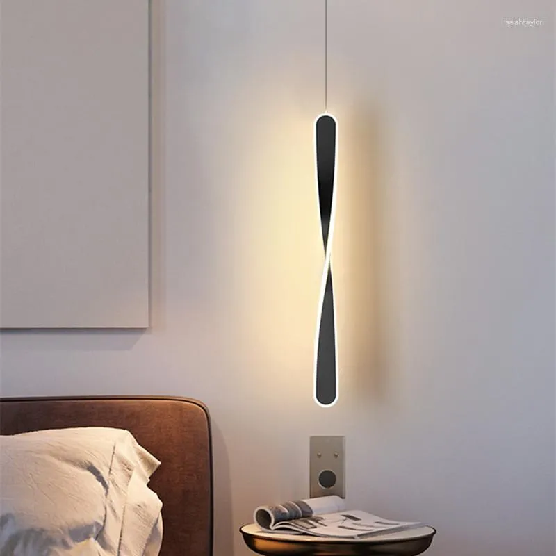Pendant Lamps Nordic Bedside Lamp AC85-265V Bedroom Net Red Creative Single-head Industrial Style Minimalist Long