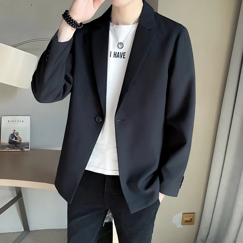 Men's Suits Blazers Men Suit Jackets Blazer Coat Slim Fit Smart Casual Spring Thin Fashion Clothing Asian Single Breasted Korean Black Arrival 230720