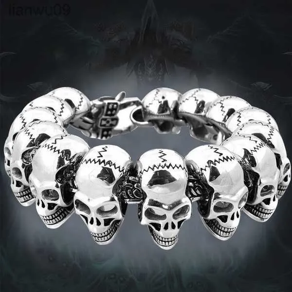 1st Fashion Men's Skull Stainless Steel Armband Titanium Steel Luxury Armband Europe United States Women Hand Punk Armband L230704