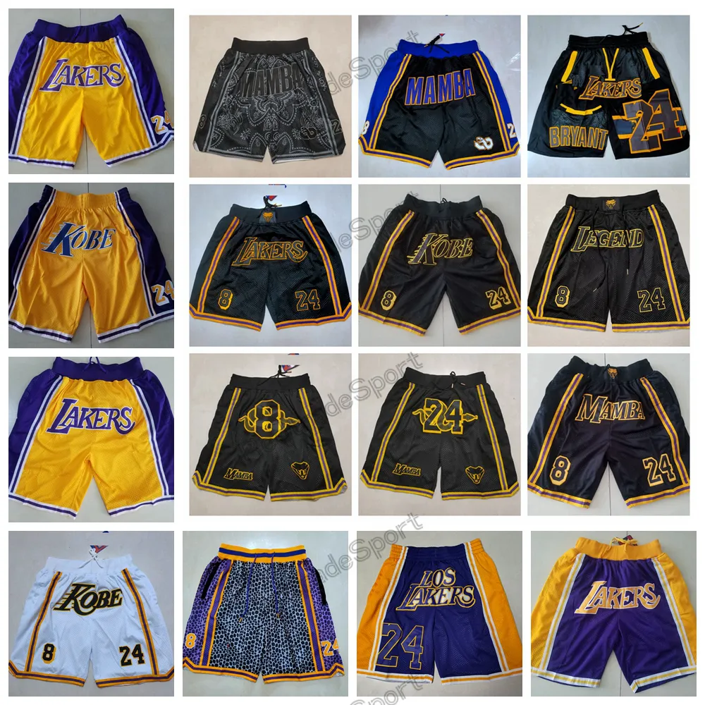 Vintage Just Black Mamba Don Pantaloncini da basket 8 24 Just Don Short Commemorative Bryant con tasche Retro 1996 Mens Zipper Short Stitched Team Shorts S-XXL