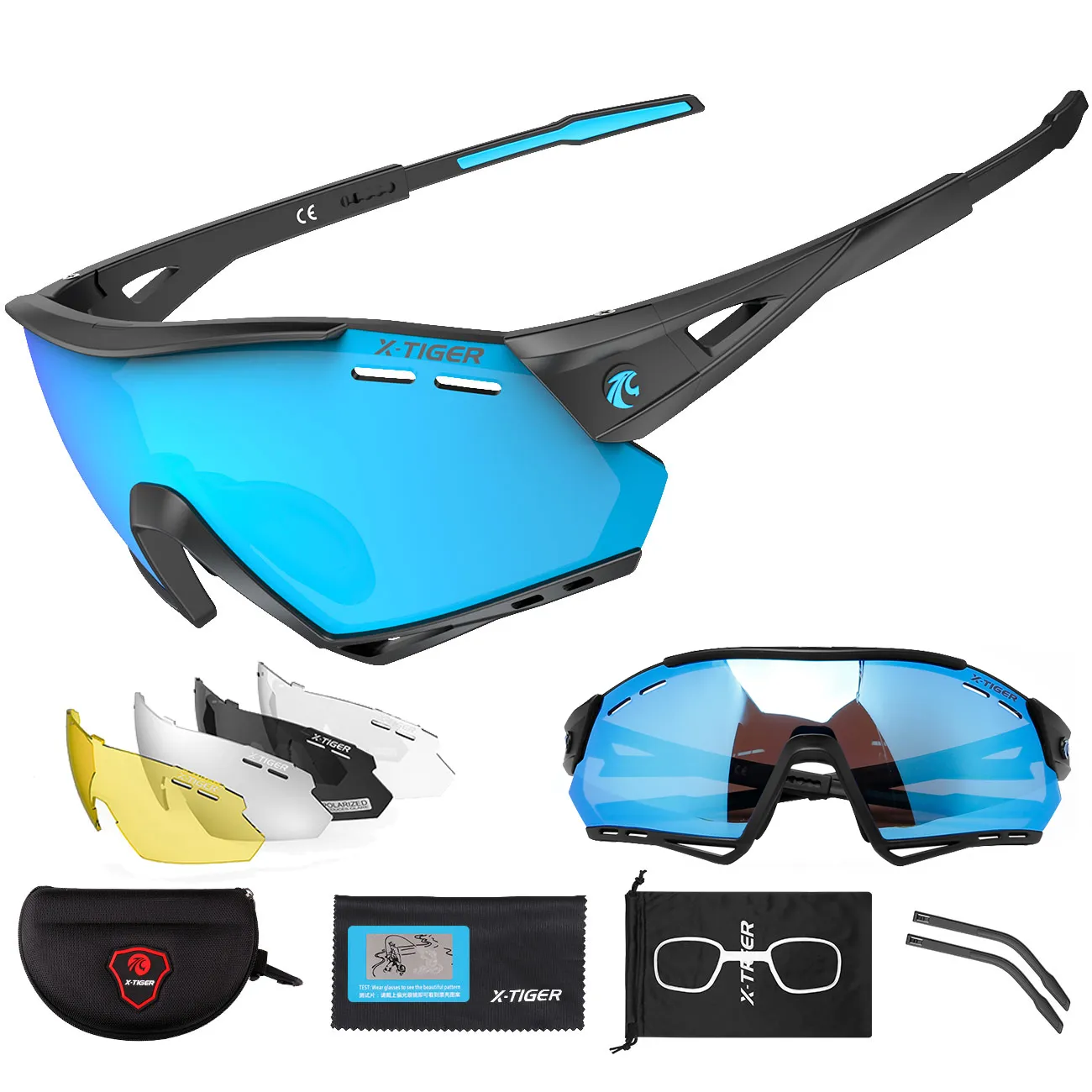 Lunettes de soleil sportives polarisees pour le velo la peche la course 5 lentilles interchangeables Protection UV leger durable