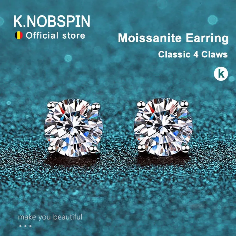 Ear Cuff KNOBSPIN 2.0ct Earrings for Women Lab Grown Diamond Ear Studs 925 Sterling Silver Fine Jewelry Gift 230718