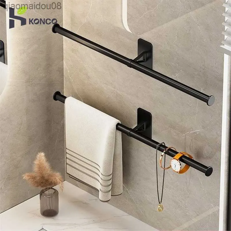 Toallero de baño de 35/55cm, toallero de aluminio autoadhesivo, toallero colgante, toallero montado en la pared, accesorios de baño L230704