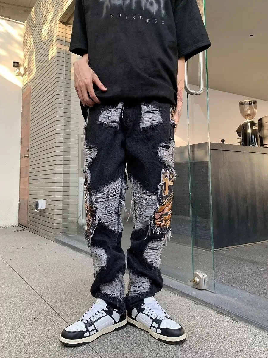 Destroyed moto jeans outlet
