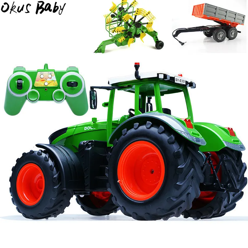 Elektrisches RC-Auto RC-LKW-Anhänger Dump Harvest 4-Rad-Traktor 2 4G-Fernbedienung Engineering-Fahrzeuge Modellspielzeug für Kinder Geschenke 230719