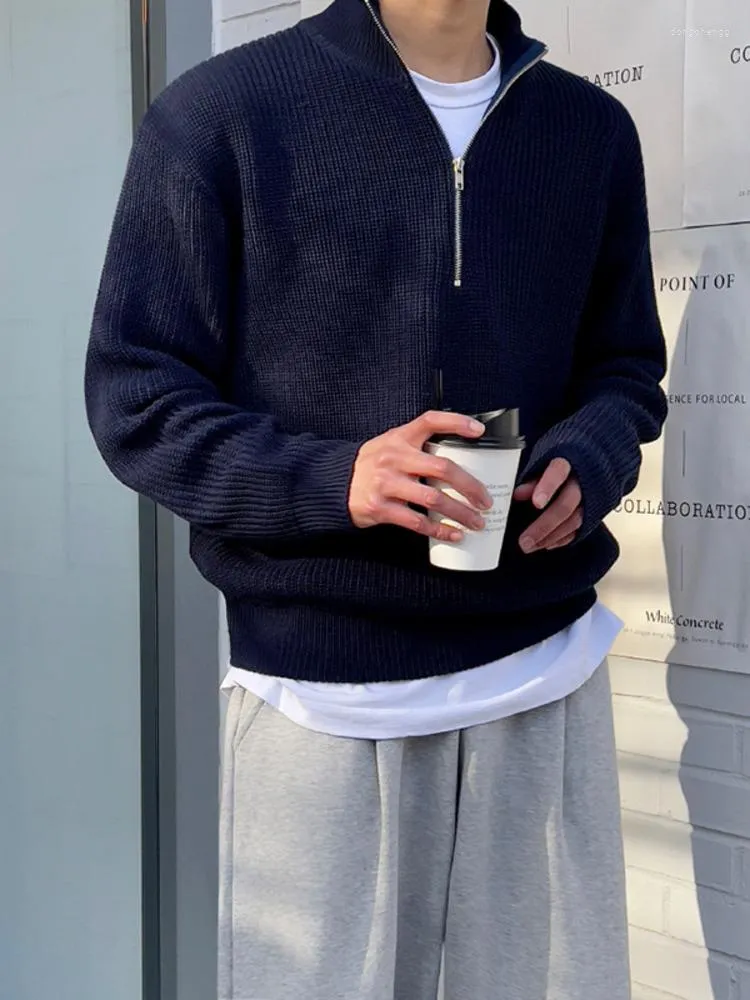 Herren Rollkragen Pullover Winter - Half Zip Feinstrick Pullover Warm & Weich Für Herbst Winter