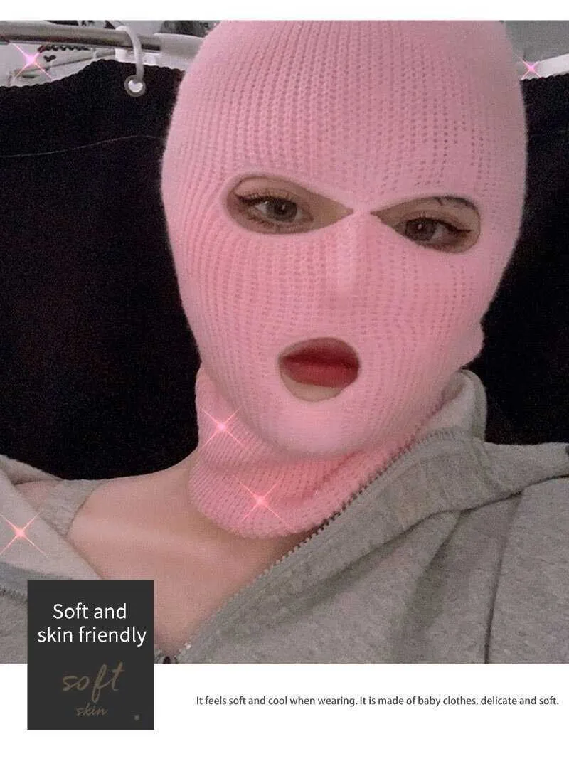 3-Hole Full Face Cover Ski Mask - Winter Warm Knit Balaclava