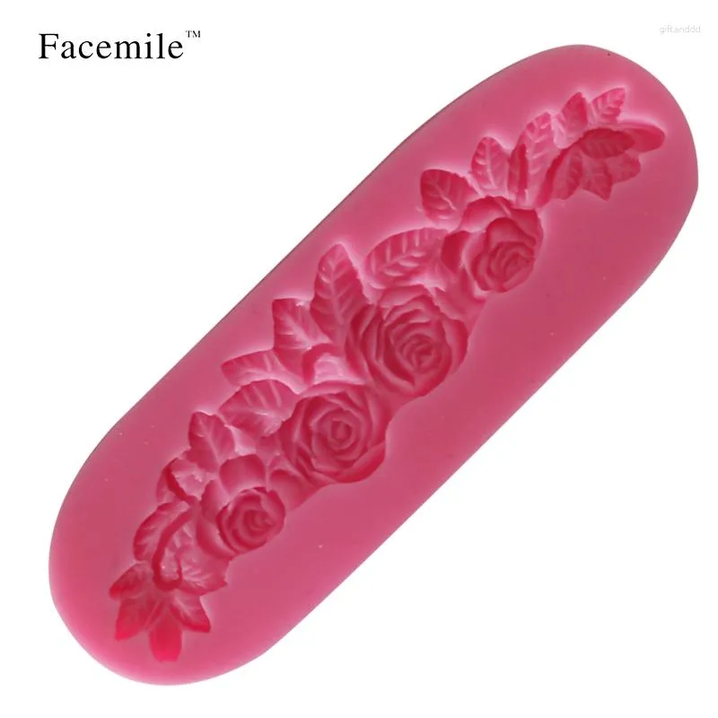 Moldes para hornear 1 Uds. Molde de silicona en forma de hoja de rosa herramientas de decoración de pasteles Fondant 3D molde de calidad alimentaria