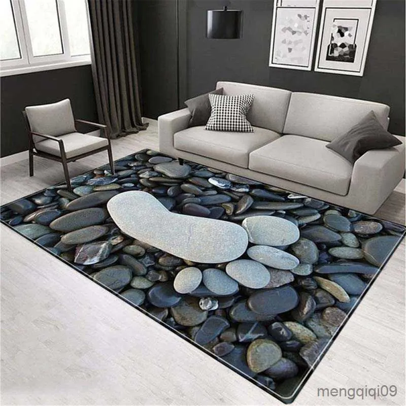 Carpets 3D Stone Printed Rug Large Living Room Anti-slip Carpet Home Entrance Hall Room Decor Cosiness Carpet Area Rug Large Mat R230720