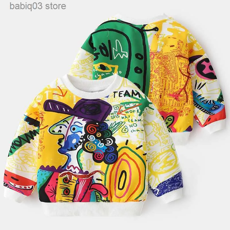 Hoodies Sweatshirts 2023 Lente Herfst Mode Nieuw Ontwerp 2 3 4 5 6 8 10 Jaar Kinderkleding Volledige Print All-Match Sweatshirt Voor Kinderen Baby Jongen T230720