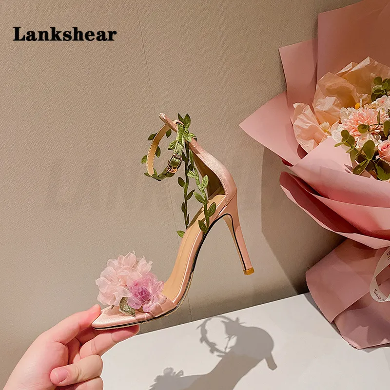 Flower heel sandals discount