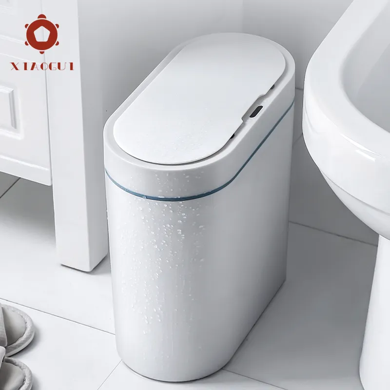 Poubelles Xiaogui Intelligent Sensor Garbage Bin peut être utilisé pour les toilettes domestiques automatiques électroniques étanches couture étroite Cubo Basura 230719