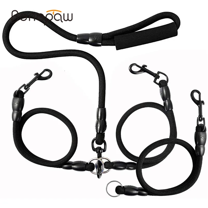 Collari per cani Guinzagli Benepaw 3 in1 Heavy Duty Dual Triple Leash 360 Girevole Nessun groviglio Doppio addestramento con manico protetto a mano 230720