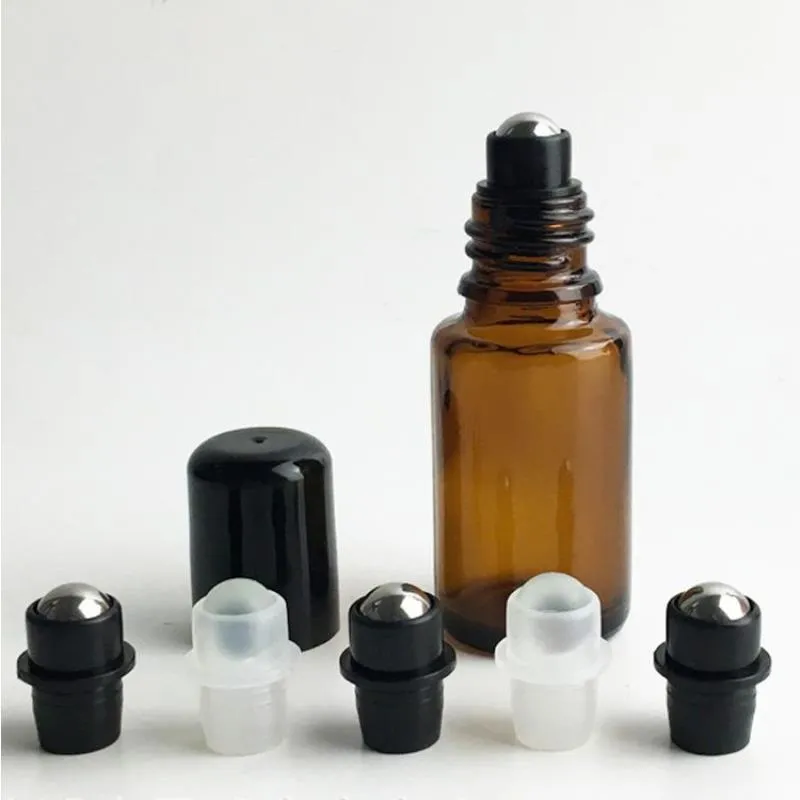 2019 New Hot Sale 30ML Amber Fragrance Glass Roller Bottle Essessele Oil SS Roller Ball Aromatherapy Bottle 440PCS/LOT LTLSK
