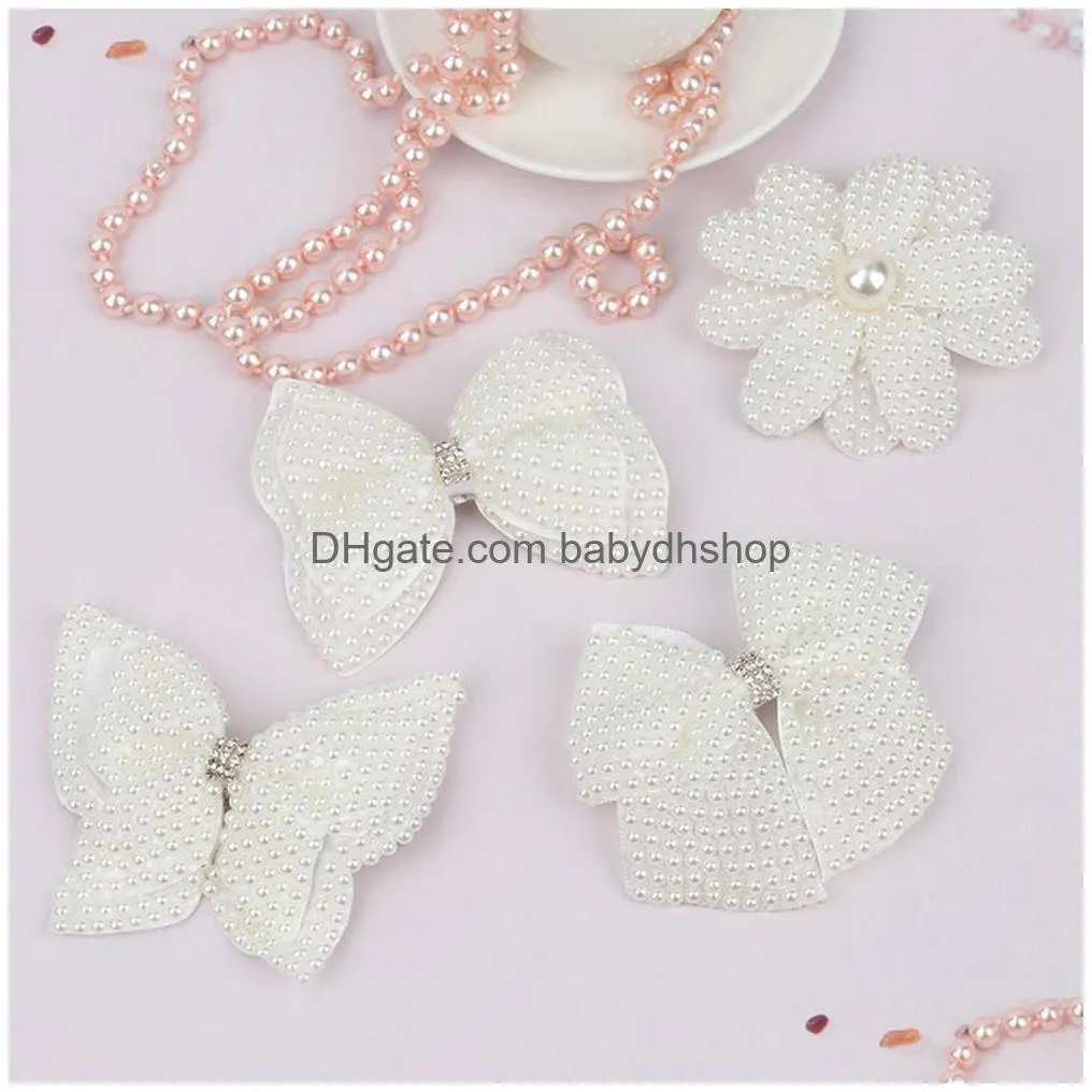 White Pearl Hair Bows With Hair Clips For Girls Kids Boutique Layers Bling  Rhinestone Center Bows Hairpins Hair Accessories