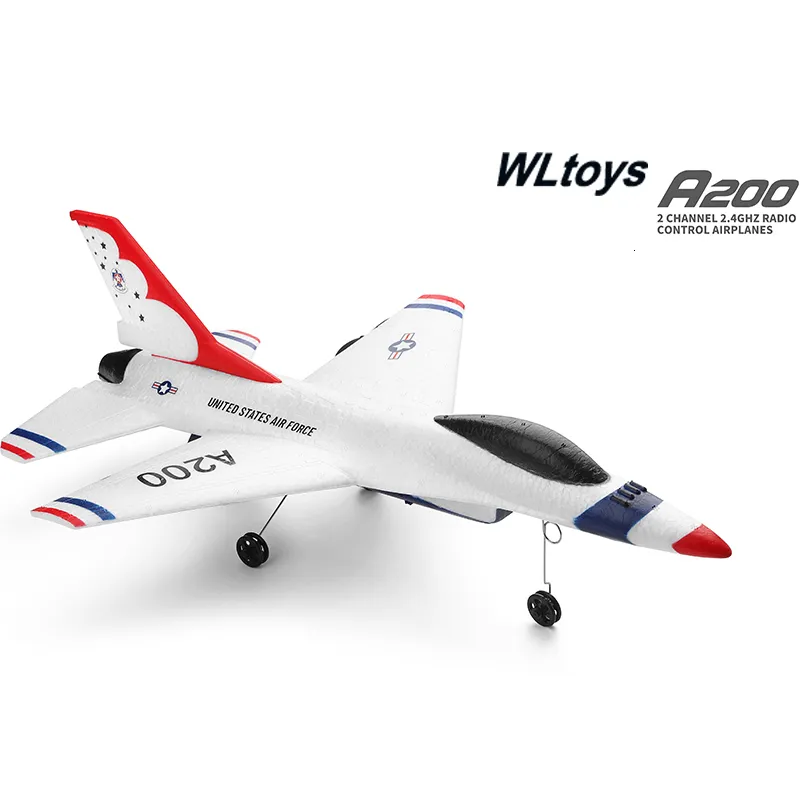 Vliegtuig Modle Parkten WLtoys A200 F 16B 3CH RC Vliegtuig 2 4G Afstandsbediening Vaste Vleugel Stunt Rc vliegtuig Landing Zweefvliegtuig Speelgoed Voor Jongens Gift 230719