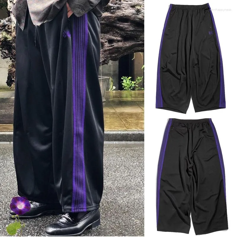 Calças masculinas High Street Purple Needles Thread Classic Butterfly Bordado Quality Awge Sweatpants Men Women