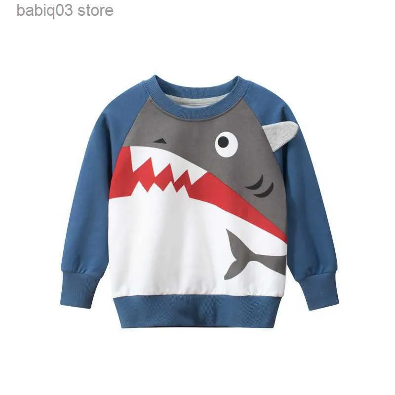 Hoodies Sweatshirts Brand Children's Clothing Autumn New 2023 Kids Hoodies Sweatshirt Boys Clothes Cartoon Shark Long Sleeve O-Neck Pullover Top T230720