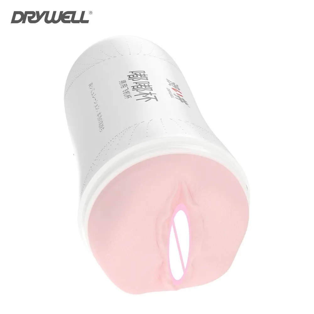 Masturbators Drywell Mannelijke Masturbatie Vagina Cup Sexy Luchtstroom Sution Controle voor Volwassen Glens Trainer 230719