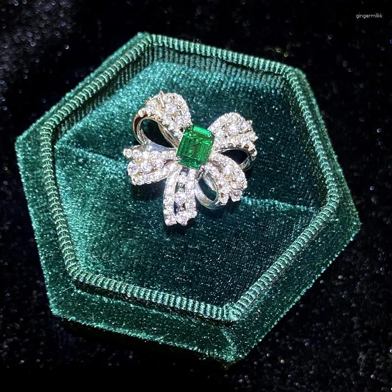 Küme halkaları vintage mücevherler için vintage takılar S925 Yapay Nano Emerald Fine Bijoux mizaç yüzüğü muhteşem