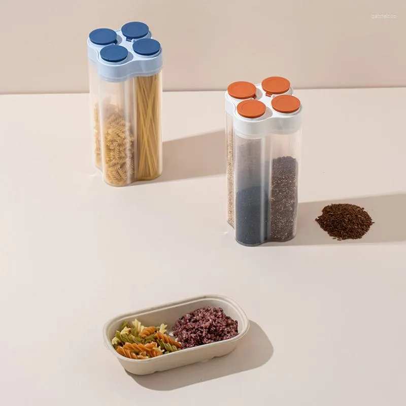 Bouteilles De Stockage En Plastique Scellé Réservoir De Céréales Nouilles D'Avoine Séparées Boîte De Conteneur De Nourriture De Haricot Bocaux À Grains Transparents Accessoires D'outils De Cuisine