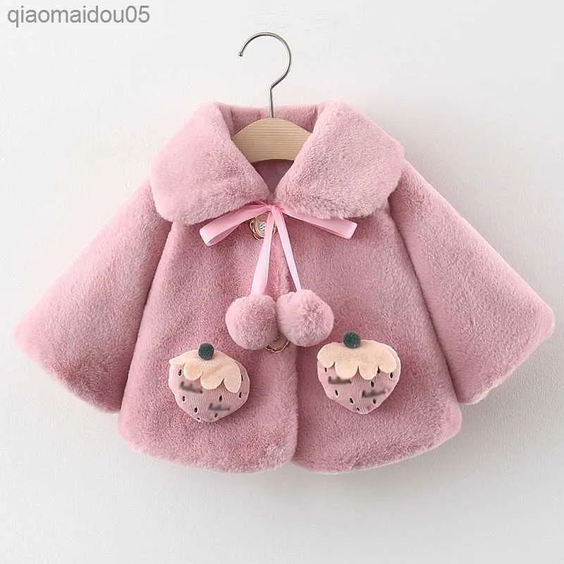 BABZAPLEUME осень зимнее детское меховое пальто для девочки для девочки для девочки, корейская теплое флисовое плюшевое плюшевое милая одежда для новорожденных STRBERS
