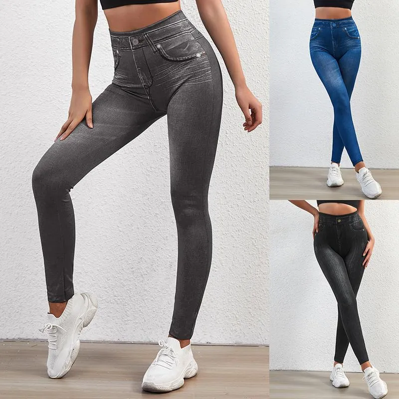 Women's Leggings Women Autumn And Winter Elastic Denim Pants Skinny Leggins Mujer Push Up Seamless High Waist Print Jeans