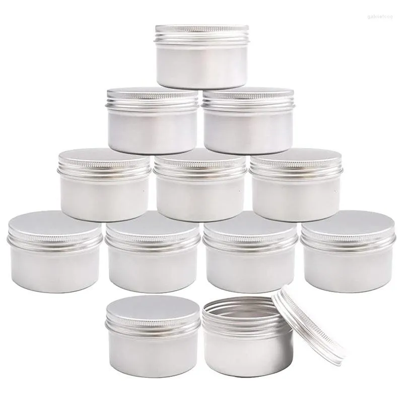 Bottiglie di stoccaggio 12Pcs 4Oz Barattoli per candele in metallo per fai-da-te con coperchi a vite Artigianato (argento)