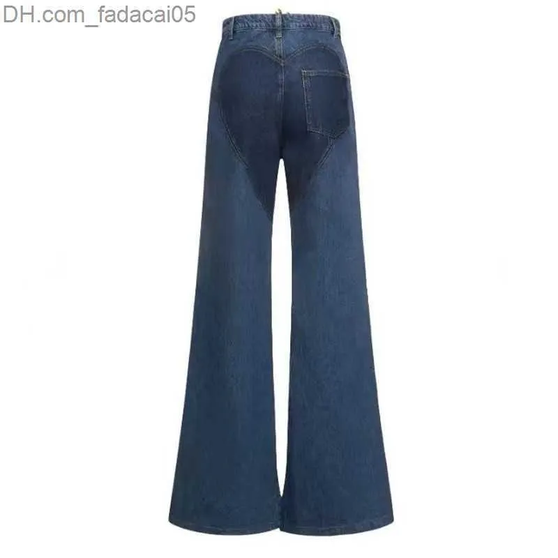 Kvinnors jeans kvinnors jeans high street cutout hål ut criss cross raka flare kvinnor denim byxor 2023 ins mode breda benbyxor 230422 z230720
