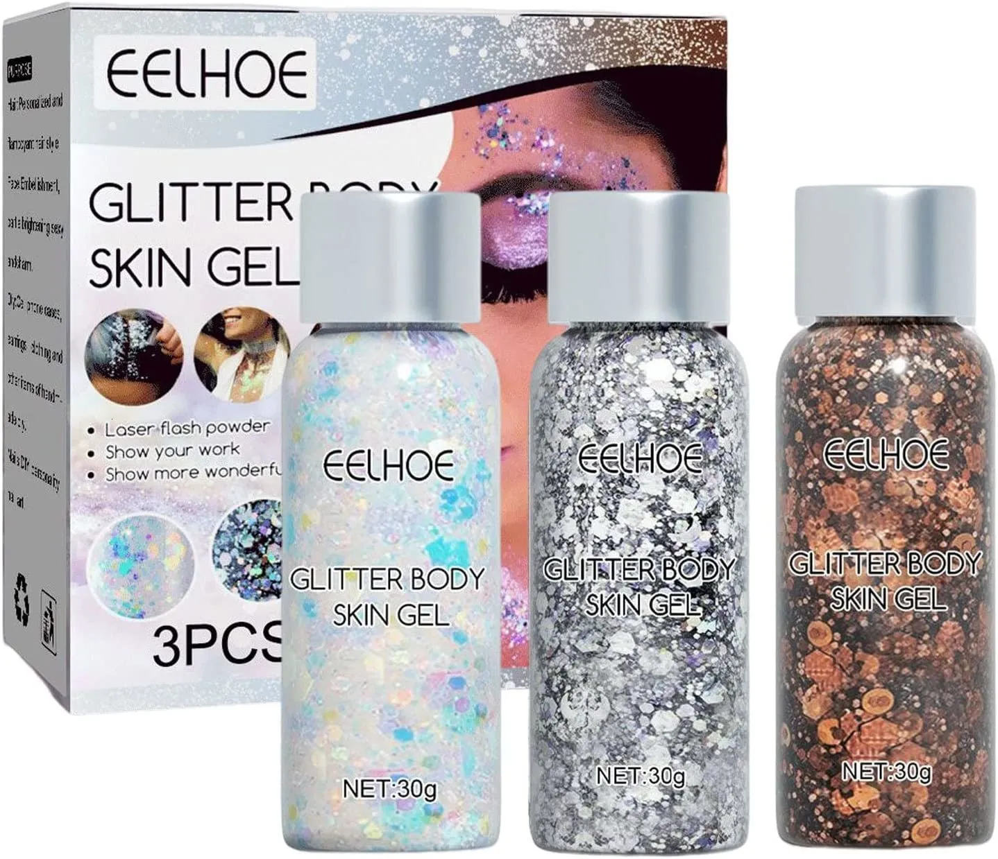 Body Glitter 5 PCS Y Sequin Gel Set med färger Kosmetisk flytande scen Makeup Shimmering Eye Shadow Flash For Girl All 230719