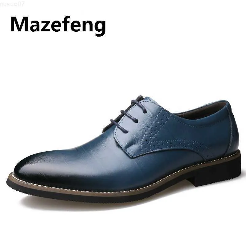 Klänningskor Mazefeng 2019 Men läderskor Oxford Zapatos Hombre Office Men's Dress Leather Shoes Italian Style Wedding Casual Derby Shoes L230720