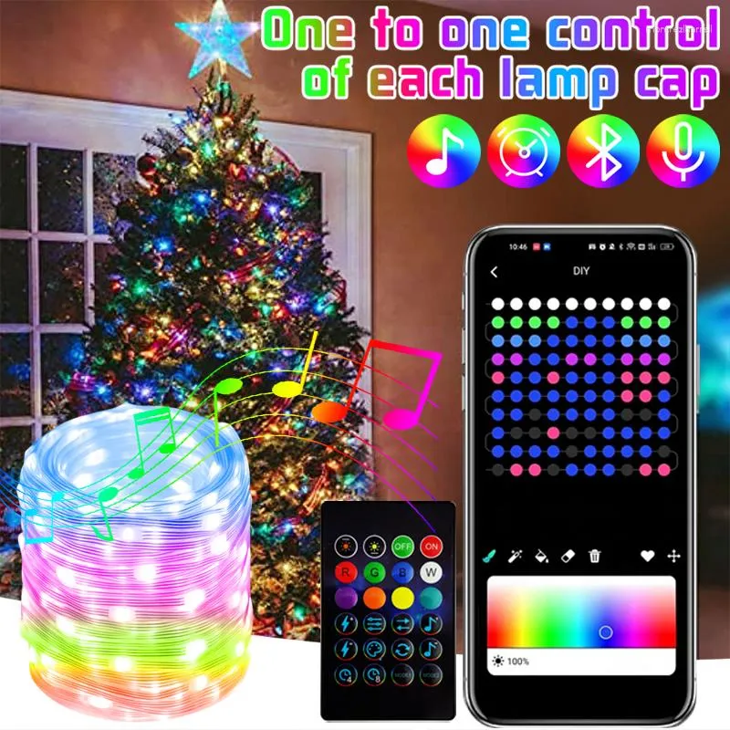 Strings RGBIC Christmas Fairy Lights Bluetooth Light USB 5M/20M Waterproof Garland LED String Tree Decor Navidad