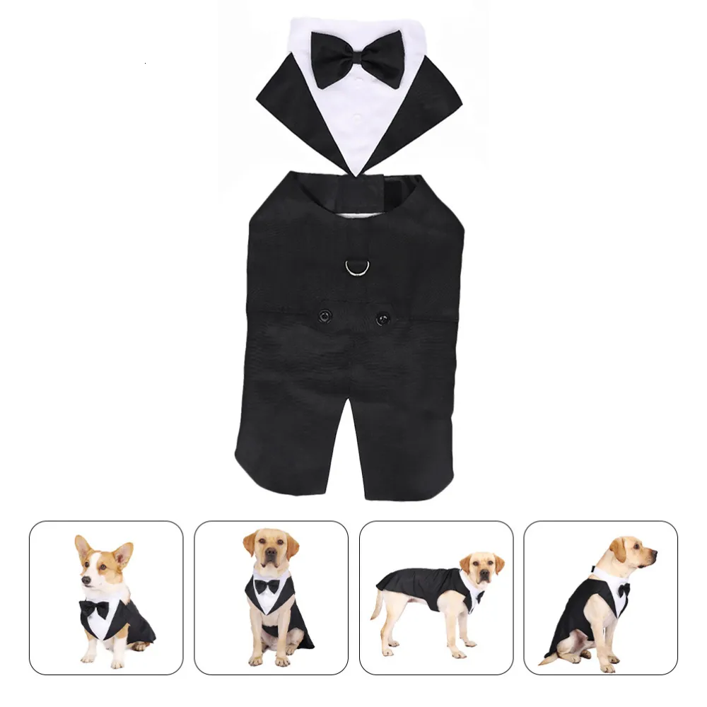 Hundkläder hund husdjur kostym hundar kläd bröllop kläder smokar valp slips jumpsuit skjortor bär elegant outfit vinter födelsedag smoking kläder 230719