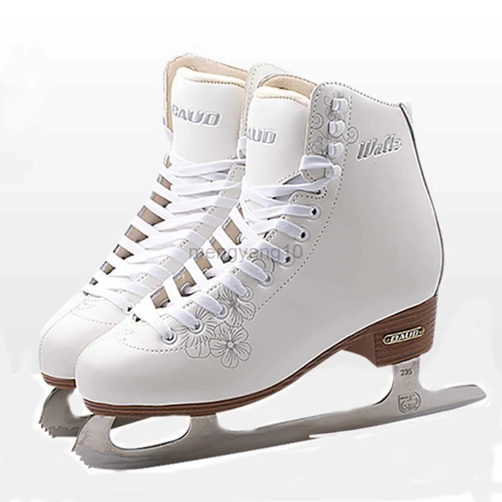 Patins em linha crianças crianças profissionais couro genuíno térmico quente engrossar figura patins de gelo sapatos com lâmina de gelo pvc à prova dwaterproof água branco hkd230720