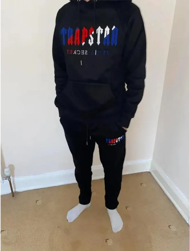 Trapstar Hoodie Полный спортивный костюм радужный полотенце вышив