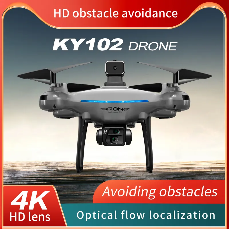 KY102 RC Drone 4K Professional HD Camera Four-way Obstacle Avoidance Optical Flow Hovering Helicopter Remote Control Aircraft Kids Toys